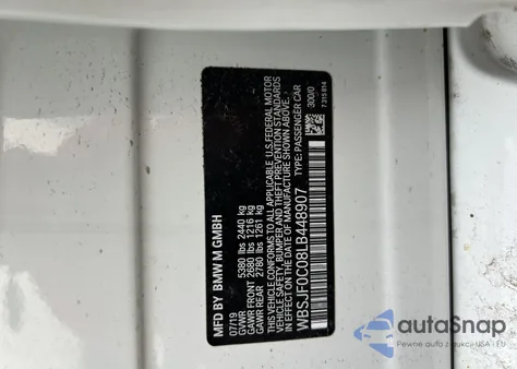 2020 BMW M5 Competition из США, поврежденный, VIN WBSJF0C08LB448907